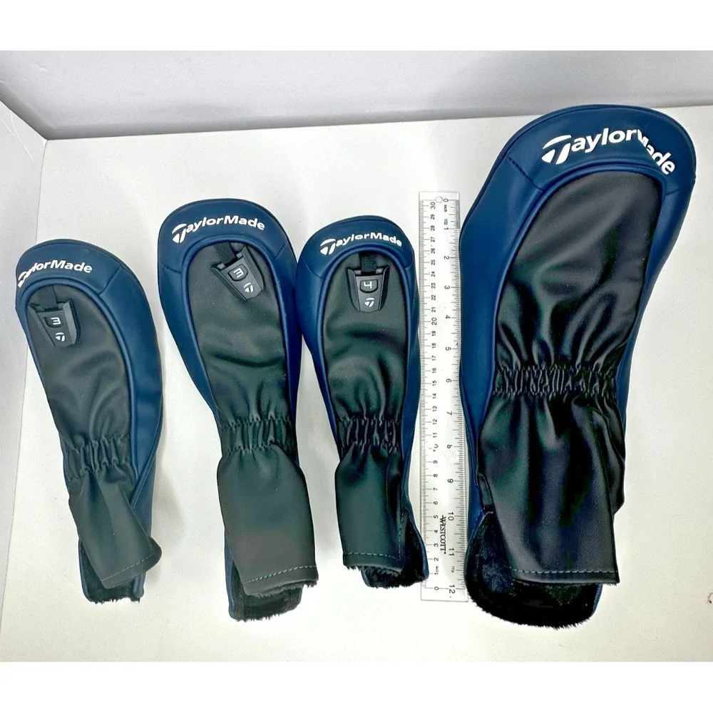 TaylorMade Qi4D Golf Headcovers Driver 3 4 Wood Set Blue Black NICE